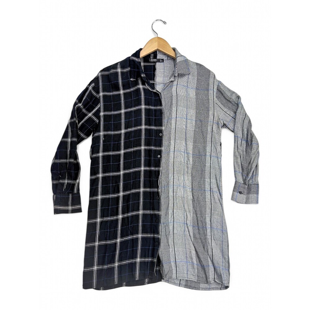Bershka Men's Two-Tone Plaid Button-Down Shirt S